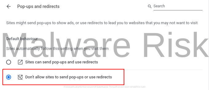 don't allow popups and redirects