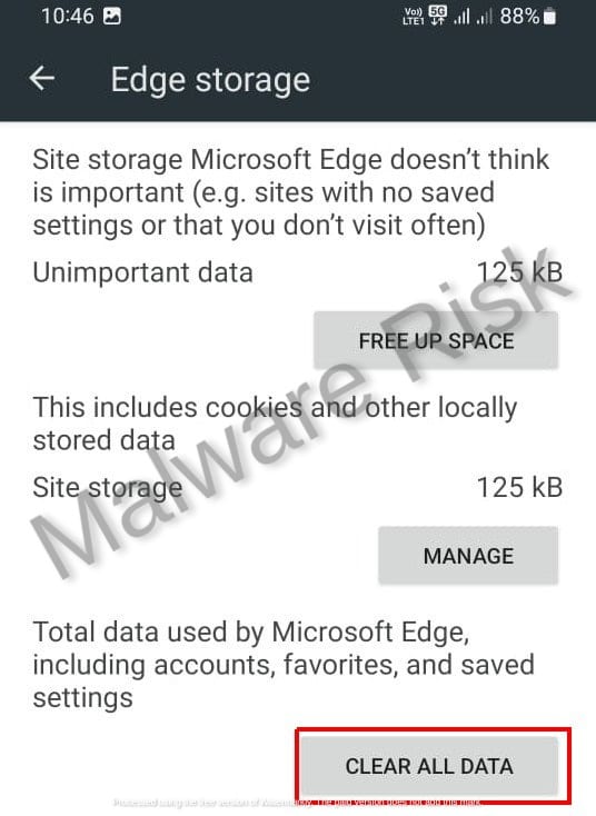 reset ms edge android